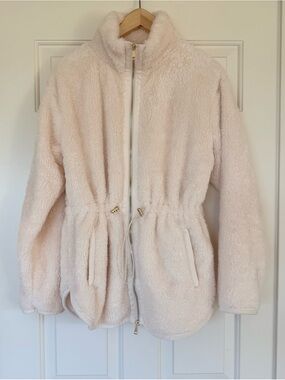 Softies Plush Teddy Jacket with Drawstring Waist in Cream M
